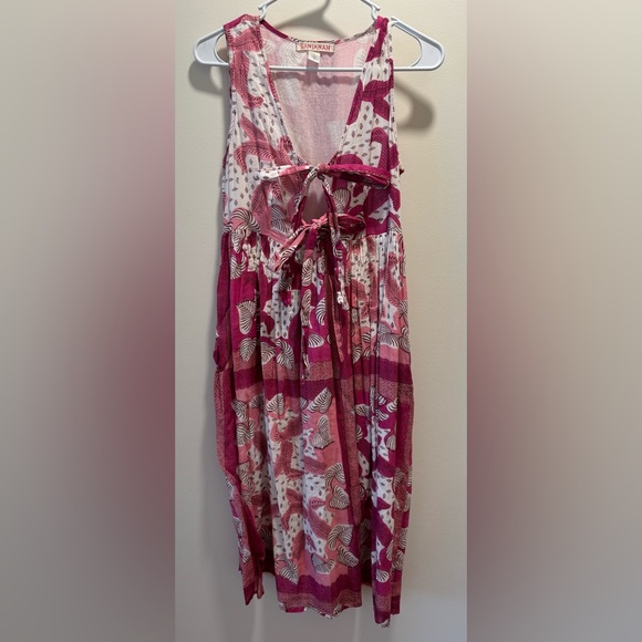 Banjanan Delphinium Palm White Pink Midi Dress - Picture 4 of 5